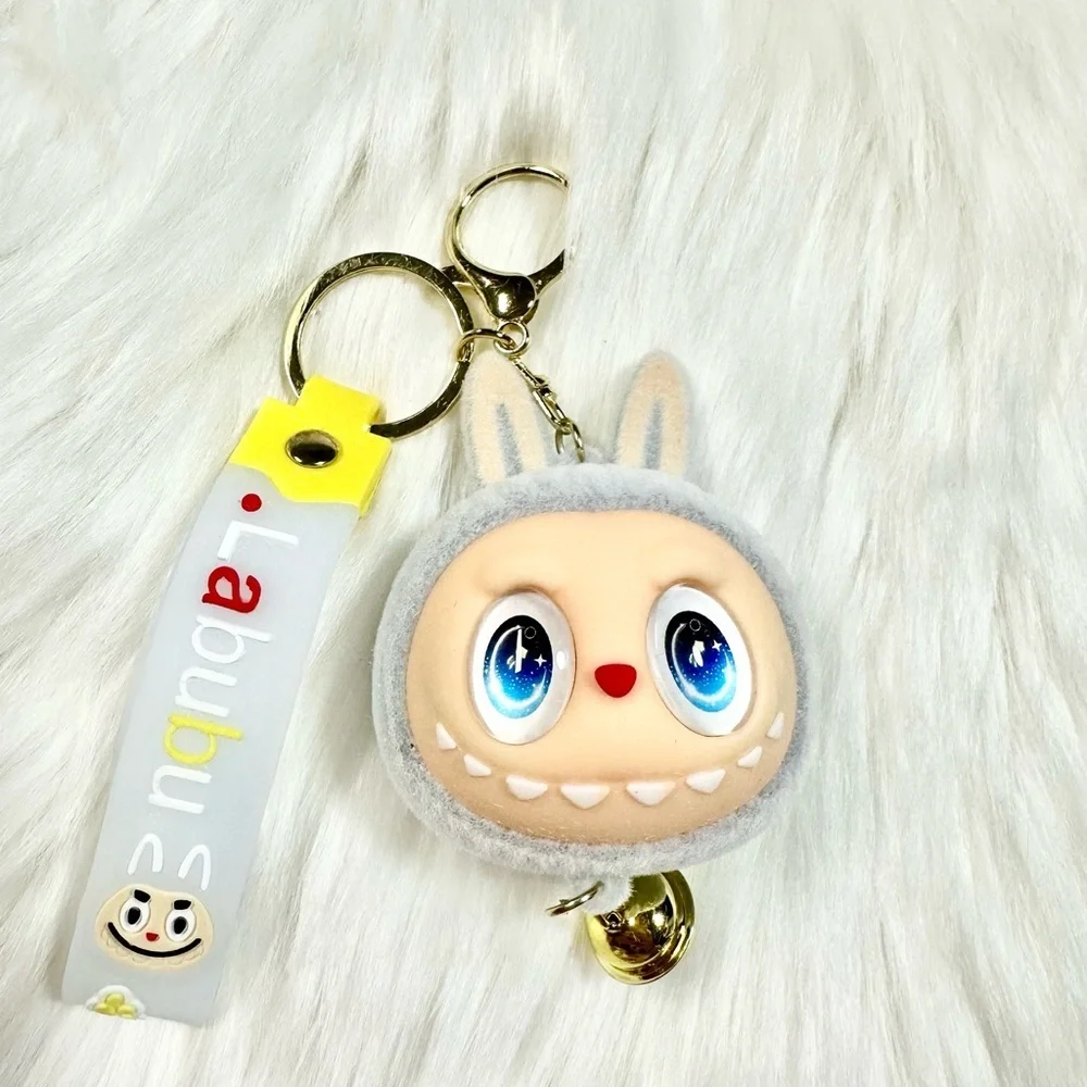 Adorable Labubu Monster Keychain Set of 6 - Pink, Yellow, Gray, red, green, purp